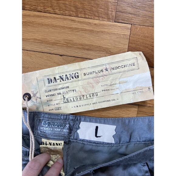 Da-nang Silk Cotton Dark Gray Cargo Tie Capri Embroidered Y2K Pants Woman’s L - Picture 3 of 8